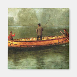 Gevist van een kano (vissers in een houten boot) magneet