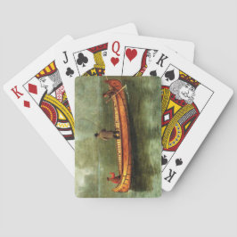 Gevist van een kano (vissers in een houten boot) pokerkaarten