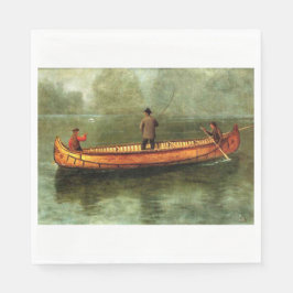 Gevist van een kano (vissers in een houten boot) servet