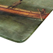 Gevist van een kano (vissers in een houten boot) snijplank (Hoek)