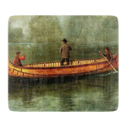 Gevist van een kano (vissers in een houten boot) snijplank (Voorkant)