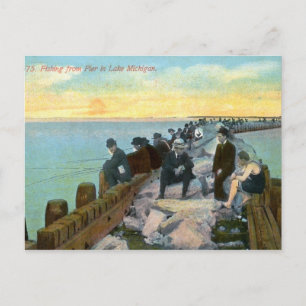 Gevist van Pier in Lake Michigan  Briefkaart