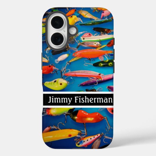 Gevist Veel Vist ontwerp Personaliseer naam Case-Mate iPhone Case (Achterkant)