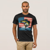Gevist Verenigde Staten Vlag Grote Mond Bass Gift  T-shirt (Voorkant volledig)