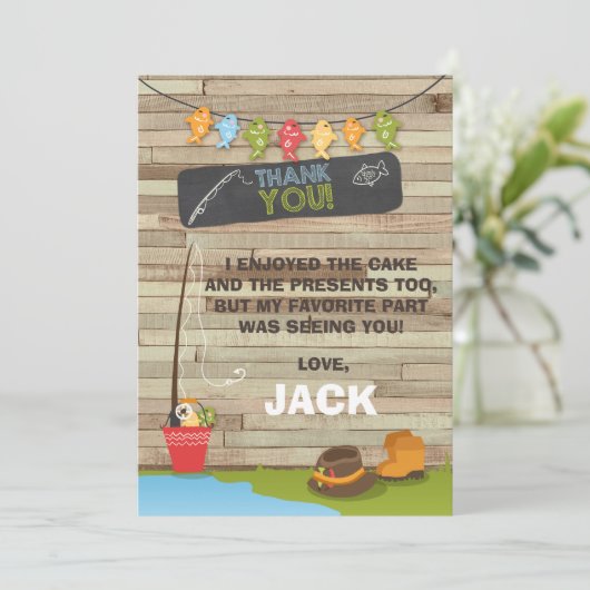 Gevist Verjaardag Dank u kaart Vist partij (Staand voorkant)