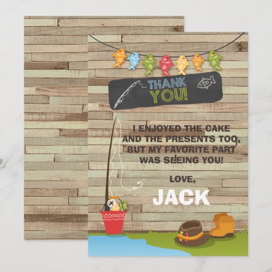 Gevist Verjaardag Dank u kaart Vist partij (Voorkant / Achterkant)