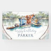 Gevist Verjaardag gepersonaliseerd feestbord Spandoek (Horizontaal)