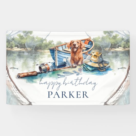 Gevist Verjaardag gepersonaliseerd feestbord Spandoek (Horizontaal)