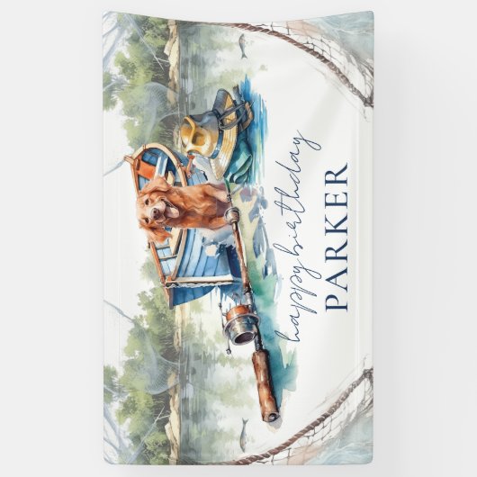 Gevist Verjaardag gepersonaliseerd feestbord Spandoek (Verticaal)