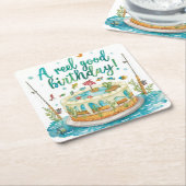 Gevist Verjaardag thema Anglers Vissers feest Kartonnen Onderzetters (Schuin)