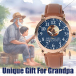Gevist Verjaardagscadeau voor opa Foto Horloge<br><div class="desc">Adult Gevist Verjaardagsfeestontwerp. Waterverf illustratie met felle kleuren. Klik op de knop "Verder aanpassen" als u de stijl en plaatsing van de tekst opnieuw wilt rangschikken en opmaken. Overeenkomende producten vindt u in het Vis Collectie. Opmerking: Foto's zijn AI gemaakt,  wissel dan met uw foto's.</div>