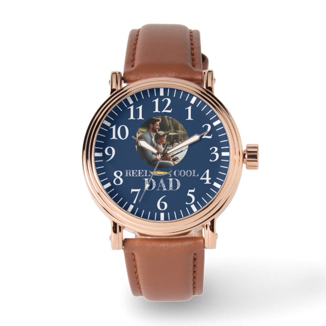 Gevist Verjaardagscadeau voor papa Foto Horloge (Voorkant)
