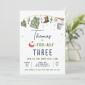 Gevist Verjaardagsfeestje Jongen O-Fish-Ally Verja Kaart (Staand voorkant)