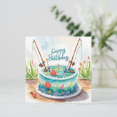 Gevist verjaardagsthema verslaafd aan plezier kaart (Staand voorkant)