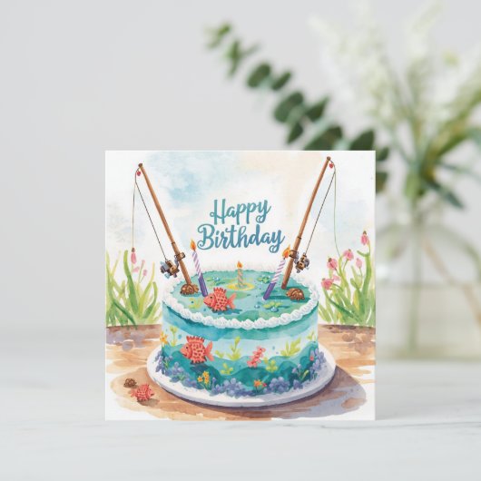 Gevist verjaardagsthema verslaafd aan plezier kaart (Staand voorkant)