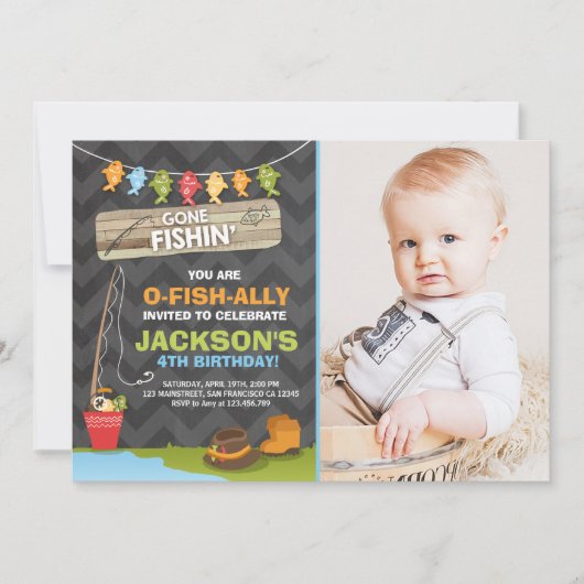 Gevist Verjaardagsuitnodiging Gevist feestje Jonge Kaart (Voorkant)