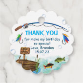 Gevist vis-bondgenoot kleine visser verjaardagsgun bedankjes labels (Achterkant)