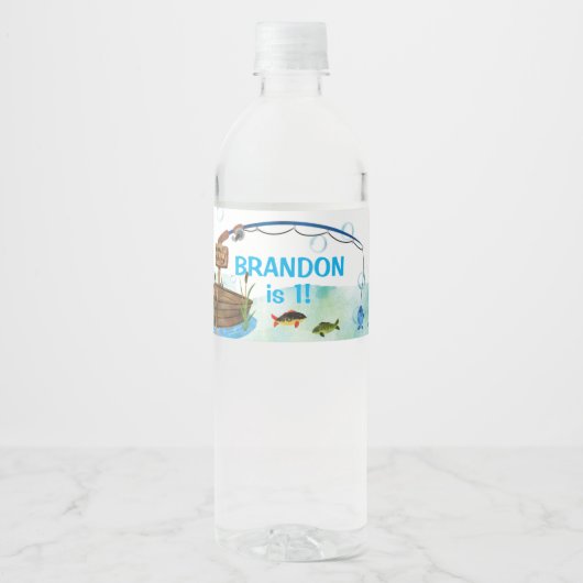 Gevist visser-ally kleine visser verjaardag waterfles etiket (Voorkant)