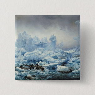 Gevist voor Walrus in de Arctische Oceaan, 1841 Vierkante Button 5,1 Cm