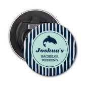 Gevist vrijgezellenfeest Navy Stripes Button Flesopener (Voorkant)