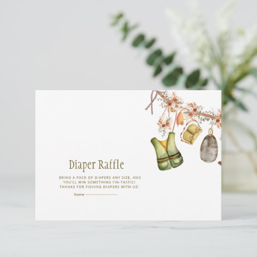 Gevist waslijn Baby shower luier Raffle Informatiekaartje (Staand voorkant)