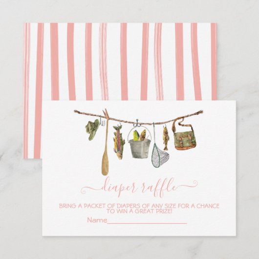 Gevist waslijn Luier Raffle Meisje kaart (Voorkant / Achterkant)