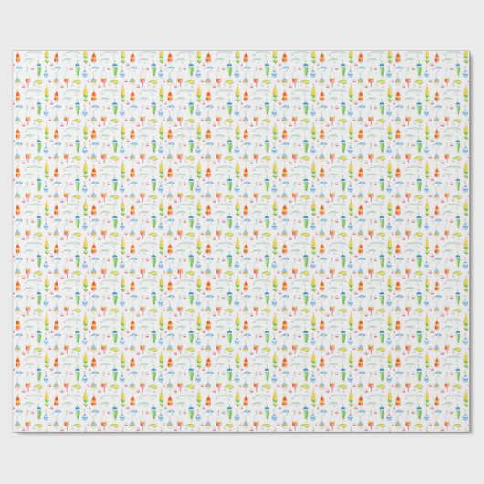 Gevist waterverf boeien en lokken cadeaupapier (Vlak)