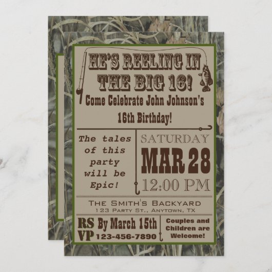 Geviste 16e verjaardag met Camo Kaart (Voorkant / Achterkant)