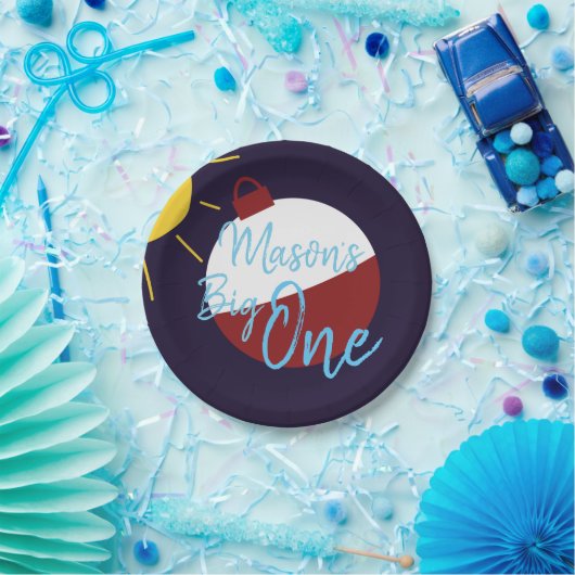 Geviste 1-jarige grote vis papieren bordje (Feest)