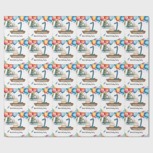 Geviste 1e verjaardag cadeaupapier (Vlak)