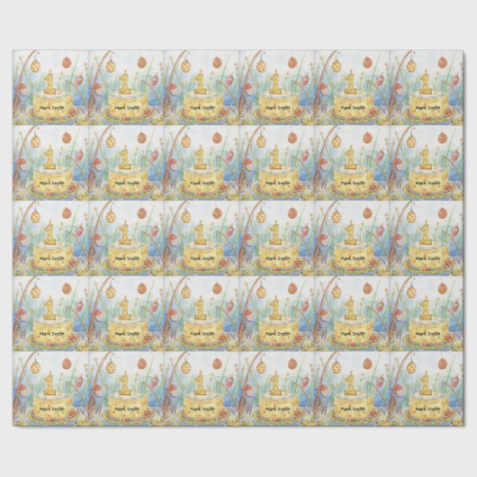 Geviste 1e verjaardag cadeaupapier (Zoom)