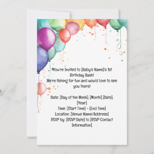 Geviste 1e verjaardag kaart (Achterkant)