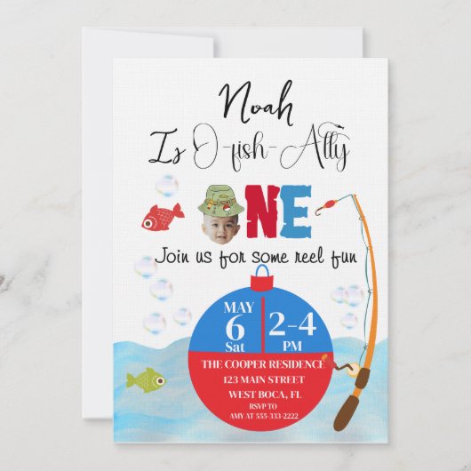 Geviste 1e Verjaardag O-vis-bonduitnodiging Kaart (Voorkant)