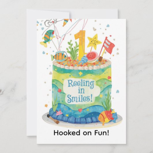 Geviste 1e verjaardag uitnodiging Little Anglers (Voorkant)