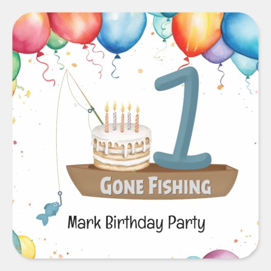 Geviste 1e verjaardag vierkante sticker (Voorkant)