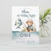 Geviste 1e verjaardagsjongen O-Fish-Ally Party Kaart (Staand voorkant)