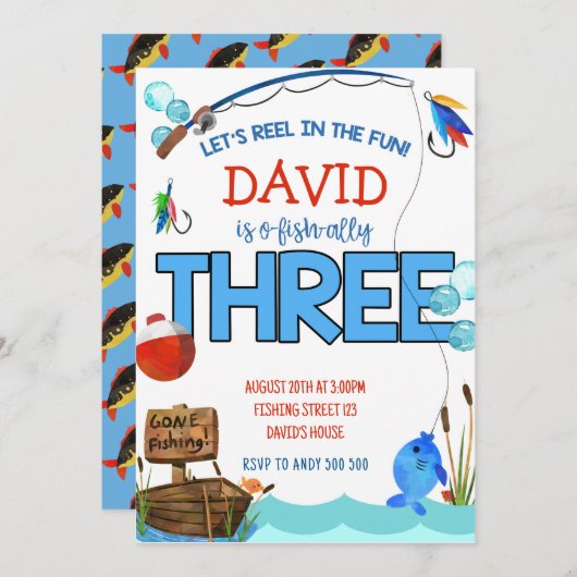 Geviste 3e Verjaardag Jongensfeest O-vis-bondgenoo Kaart (Voorkant / Achterkant)