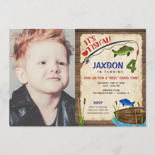 Geviste 4e verjaardag jongen rustieke buitenfoto kaart