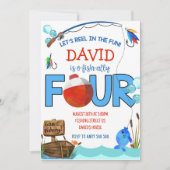 Geviste 4e Verjaardag Jongensfeest O-vis-bondgenoo Kaart (Voorkant)