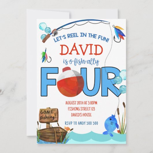 Geviste 4e Verjaardag Jongensfeest O-vis-bondgenoo Kaart (Voorkant)