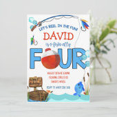 Geviste 4e Verjaardag Jongensfeest O-vis-bondgenoo Kaart (Staand voorkant)