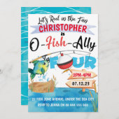 Geviste 4e verjaardag O-Fish-Ally Four Boy Kaart (Voorkant / Achterkant)