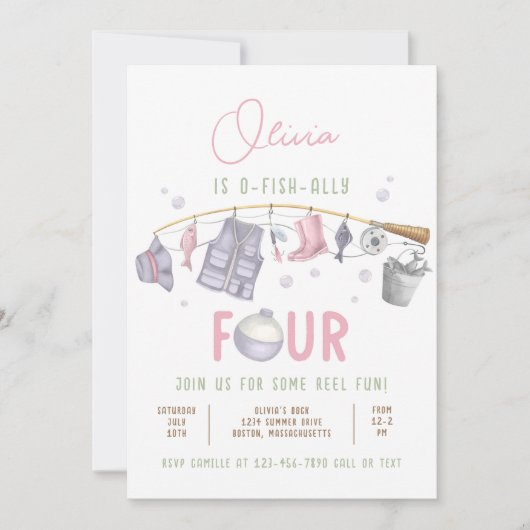 Geviste 4e verjaardag O-Fish-Ally Vier Verjaardag Kaart (Voorkant)