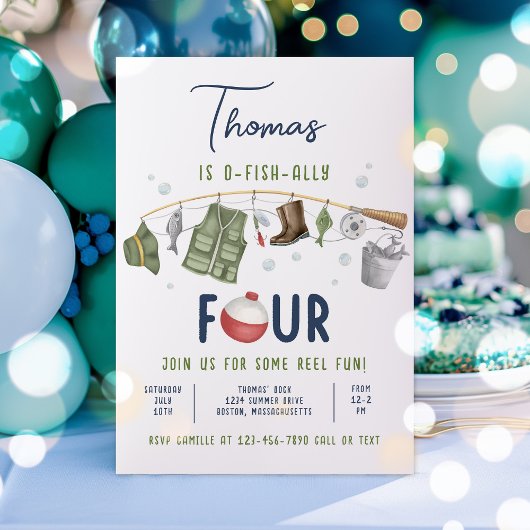 Geviste 4e verjaardag O-Fish-Ally Vier Verjaardag Kaart