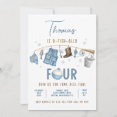 Geviste 4e verjaardag O-Fish-Ally Vier Verjaardag Kaart (Voorkant)