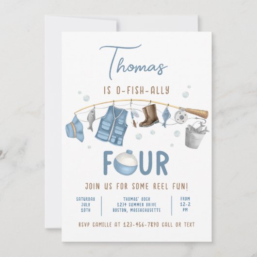 Geviste 4e verjaardag O-Fish-Ally Vier Verjaardag Kaart (Voorkant)