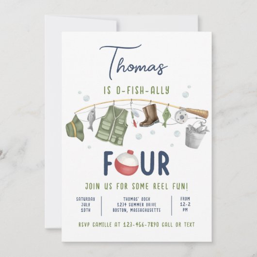 Geviste 4e verjaardag O-Fish-Ally Vier Verjaardag Kaart (Voorkant)