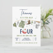 Geviste 4e verjaardag O-Fish-Ally Vier Verjaardag Kaart (Staand voorkant)