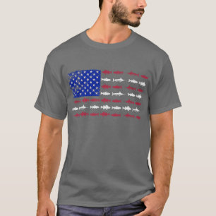 Geviste Amerikaanse Mannen met vlaggestookte schep T-shirt