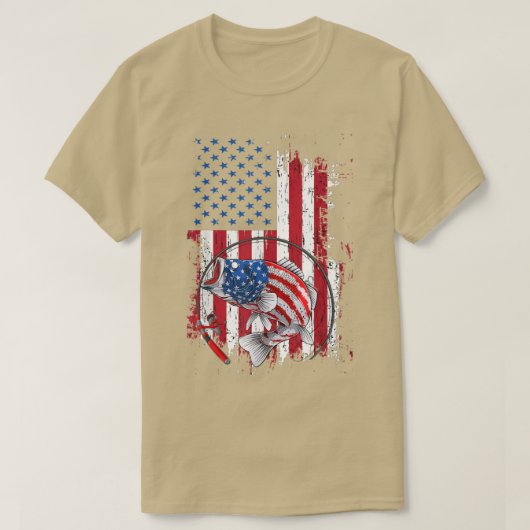 Geviste Amerikaanse vlag  Amerikaanse vissersboten T-shirt (Design voorkant)